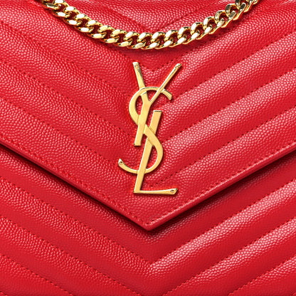 Saint Laurent Grain De Poudre Matelasse Chevron Monogram Envelope Chain Wallet New Red 6 of 9