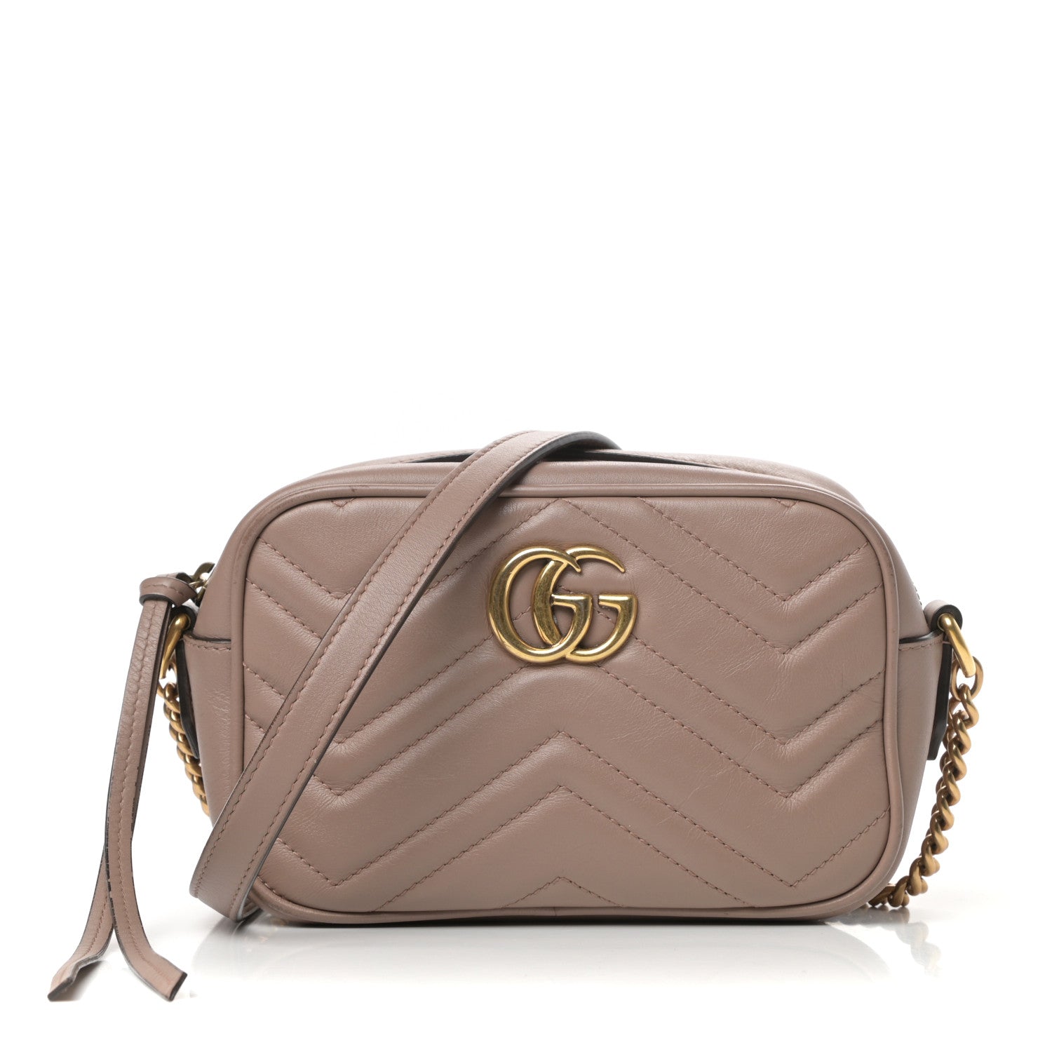 Gucci Calfskin Matelasse Mini GG Marmont Chain Shoulder Bag Porcelain Rose 1 of 10
