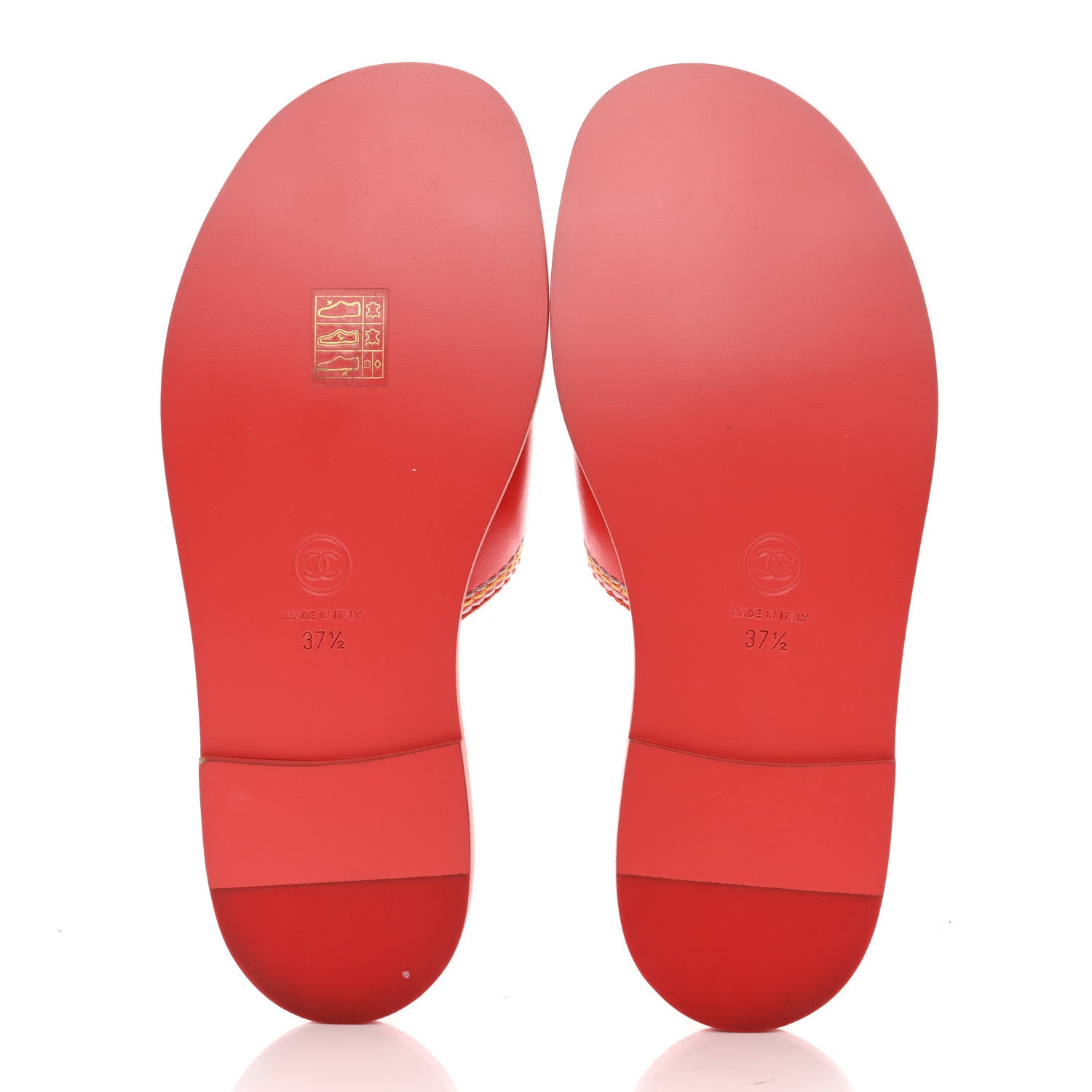 Chanel Calfskin Embroidered CC Sandal Mule 37.5 Red 5 of 11
