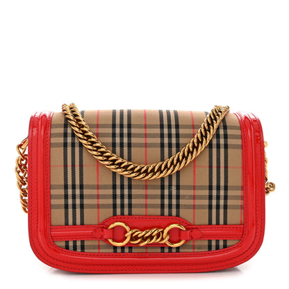 Burberry Patent 1983 Knight Check Link Shoulder Bag Bright Red 1 of 11