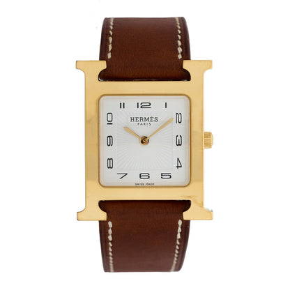 Hermes Stainless Steel Epsom 26mm Heure H Hour Quartz Watch Gold 1 of 4