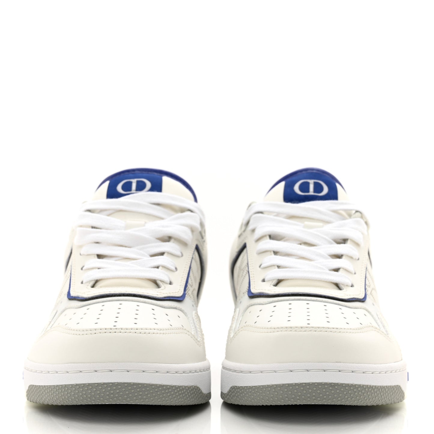 Smooth Calfskin Oblique Galaxy Perforated Mens B27 Mid Top Sneakers 38 White Grey