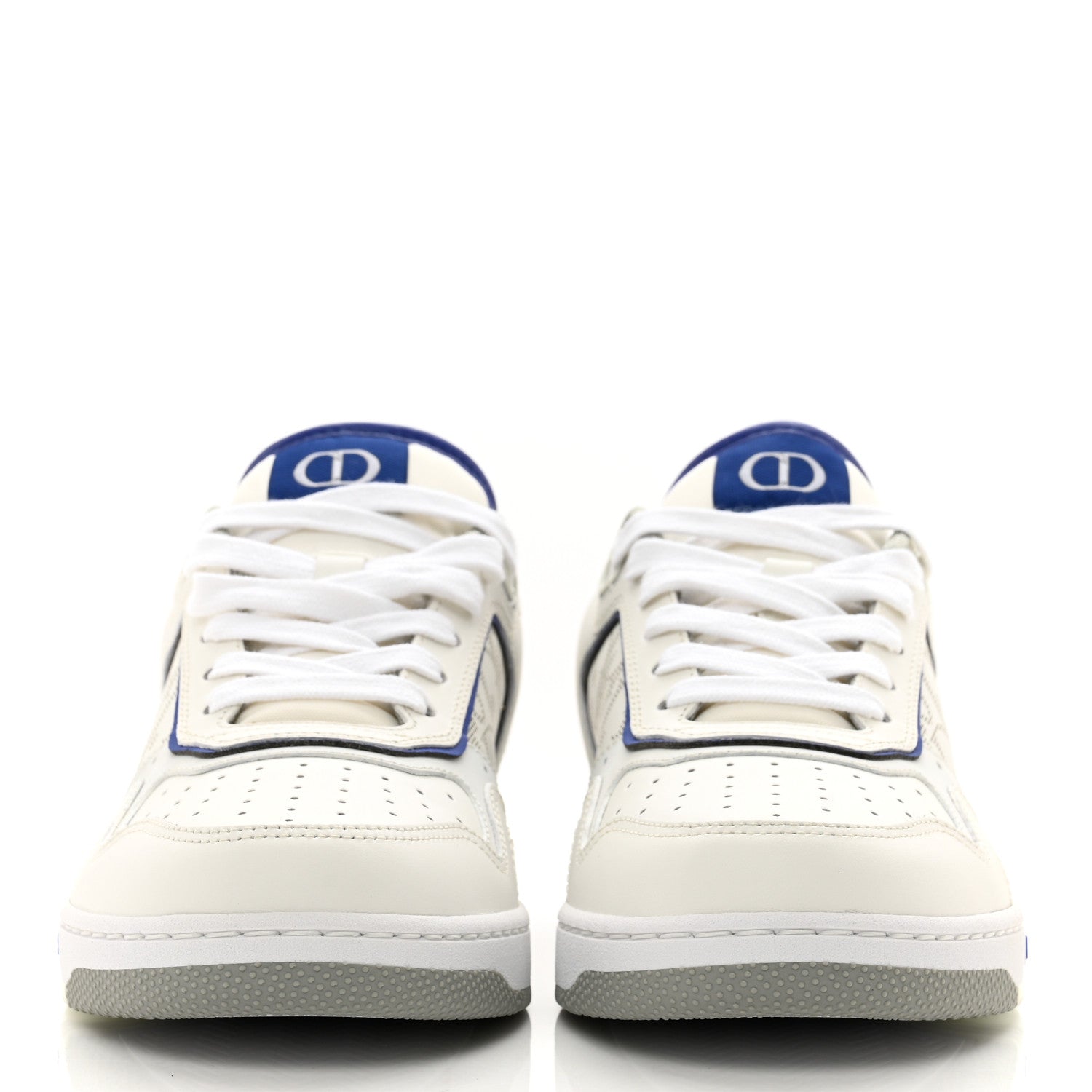 Christian Dior Smooth Calfskin Oblique Galaxy Perforated Mens B27 Mid Top Sneakers 38 White Grey 2 of 10