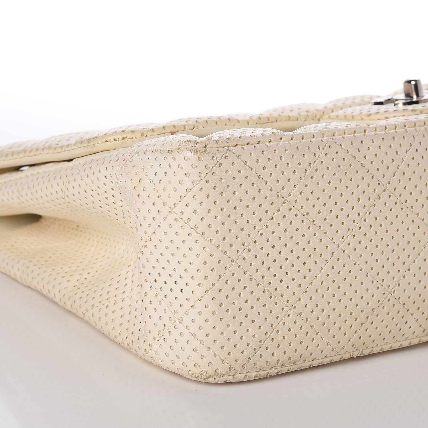Chanel Lambskin Perforated Jumbo Single Flap White 13 of 15