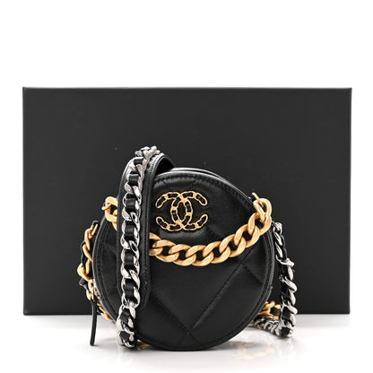 Chanel Lambskin Quilted Chanel 19 Round Clutch With Chain Black 11 of 11