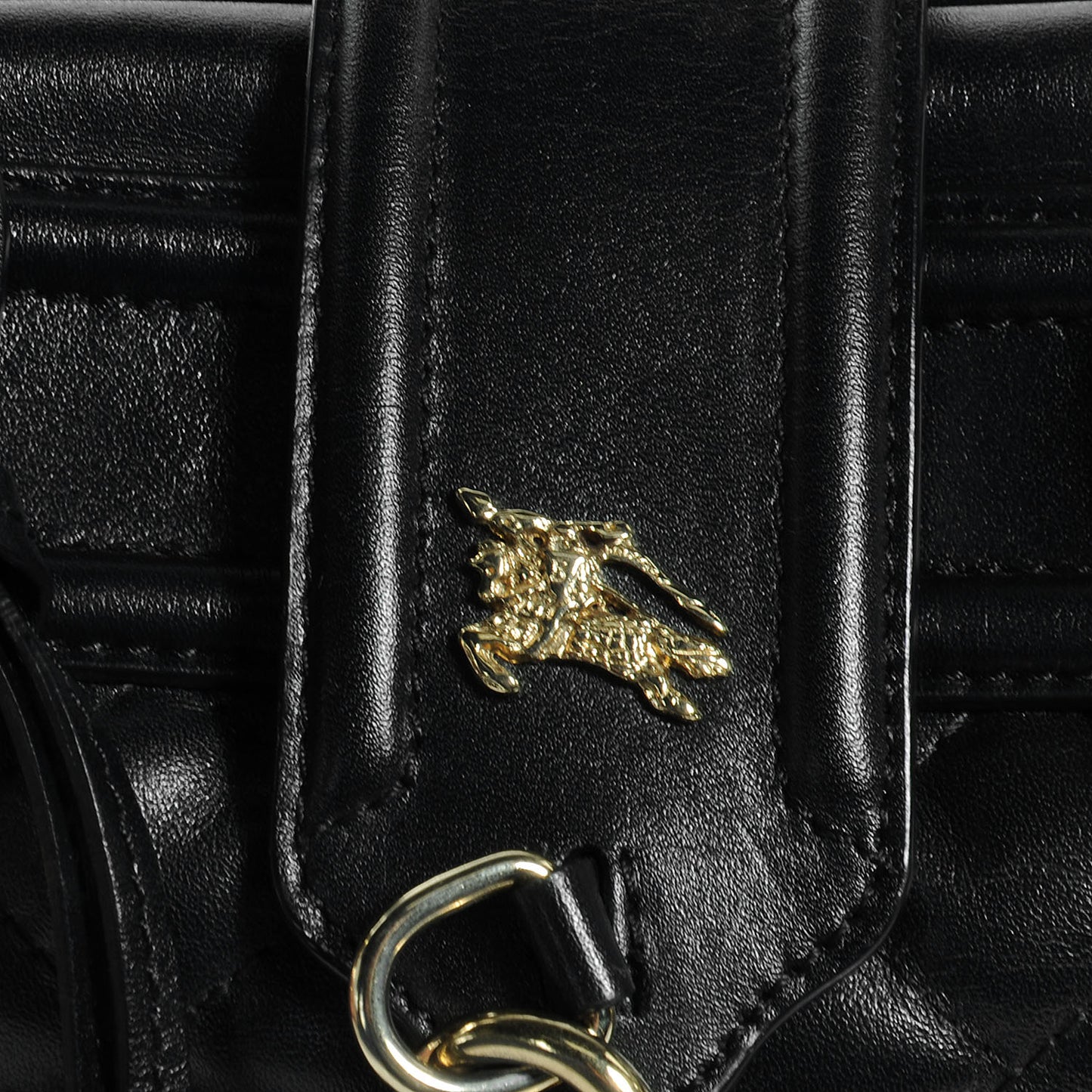 Leather Quilted Mini Manor Bag Black