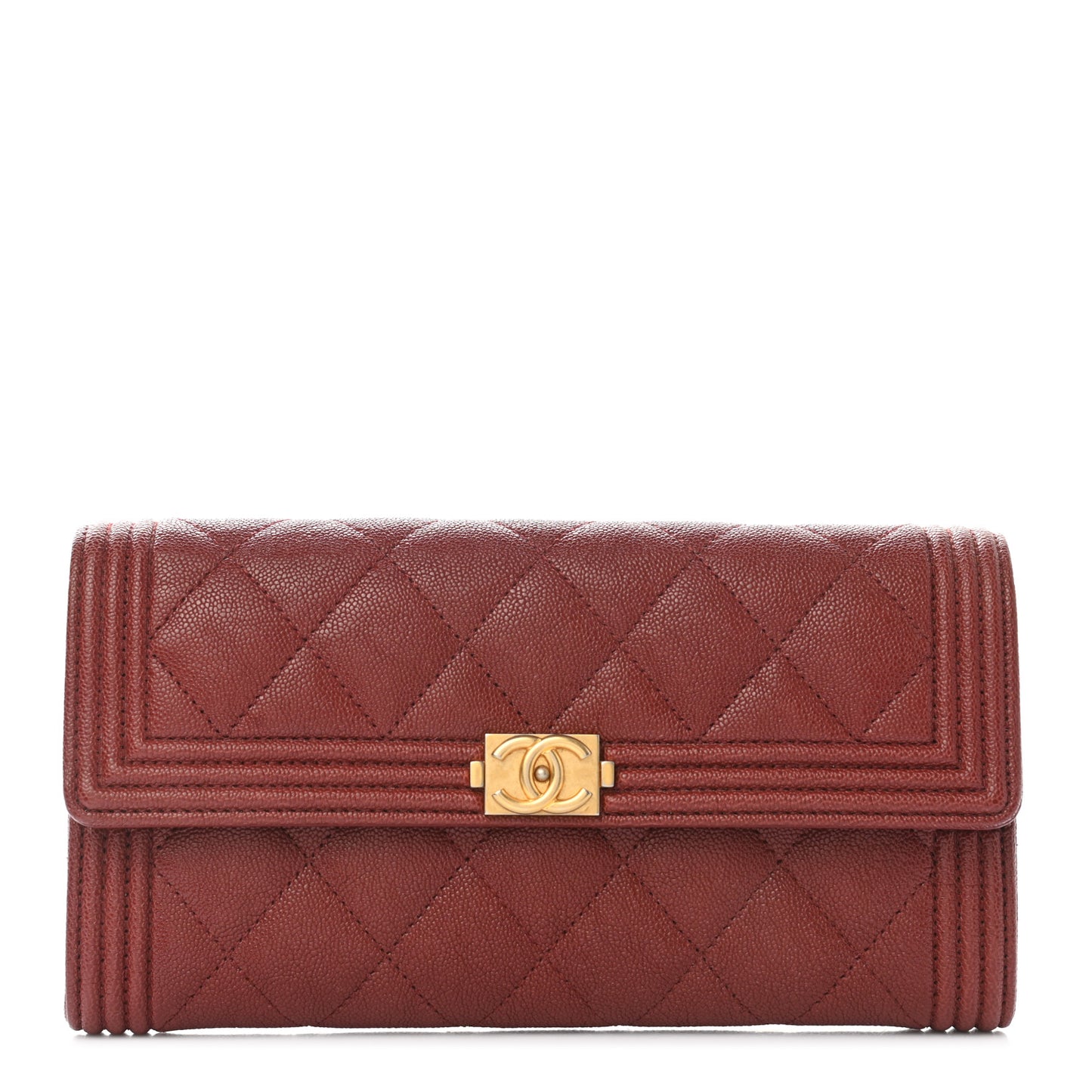 Caviar Quilted Boy Flap Wallet Red