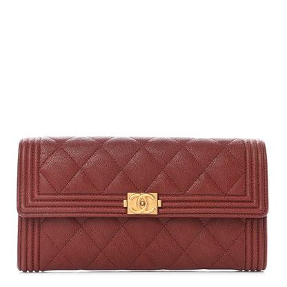 Chanel Caviar Quilted Boy Flap Wallet Red 1 of 9