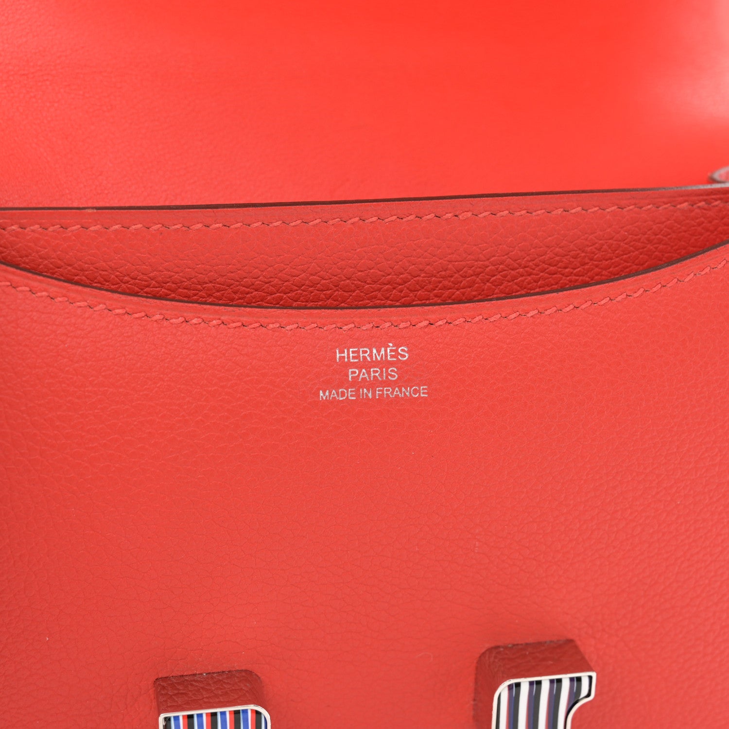 Hermes Evercolor Enamel Constance 18 Capucine Bleu Black White 6 of 11