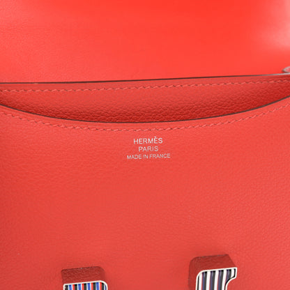 Hermes Evercolor Enamel Constance 18 Capucine Bleu Black White 6 of 11