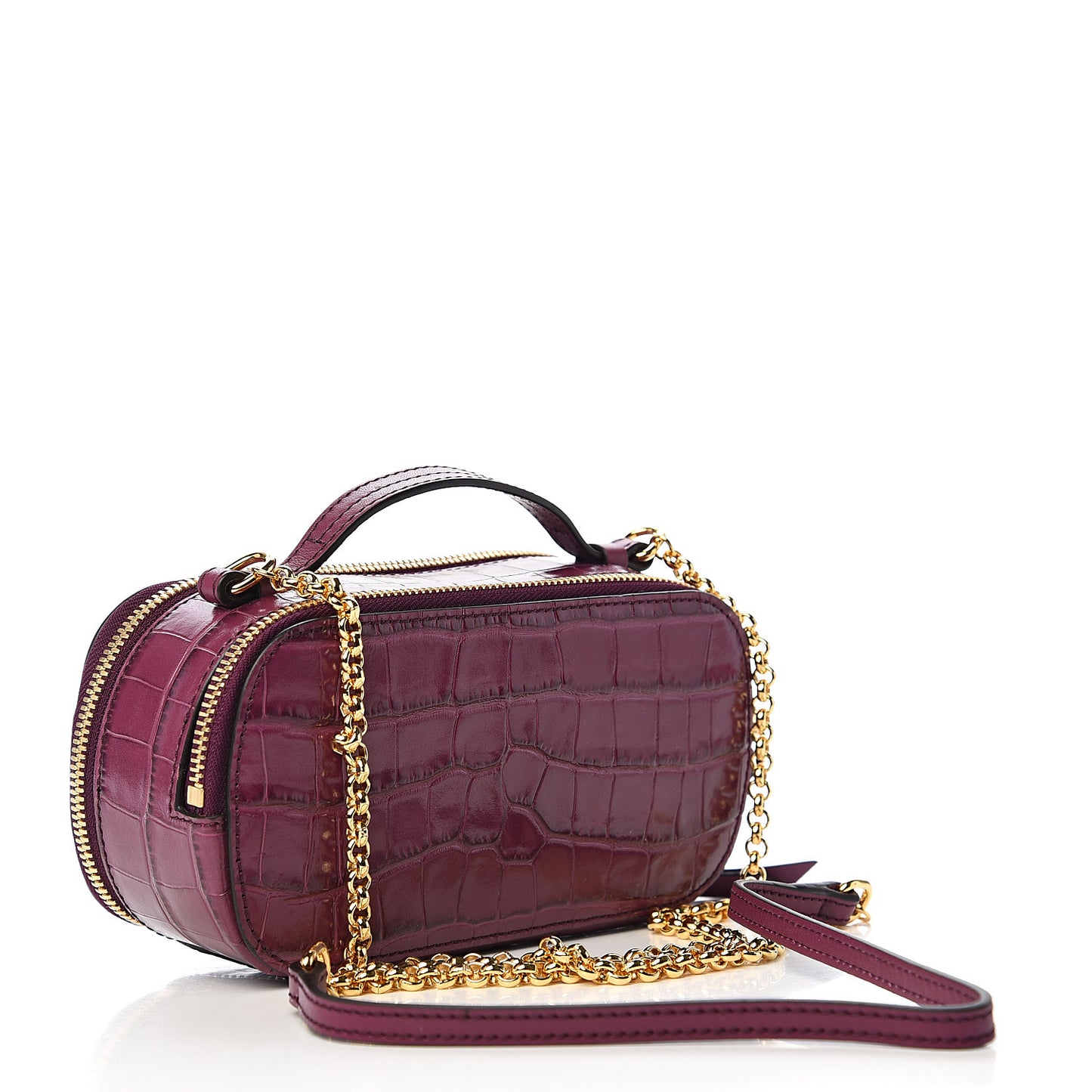 Calfskin Crocodile Embossed Mini C Vanity Bag Crushed Violet