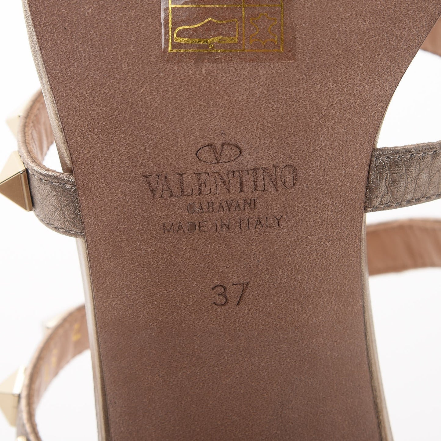Metallic Pebbled Calfskin Rockstud 60mm Caged Slide Sandals 37 Skin