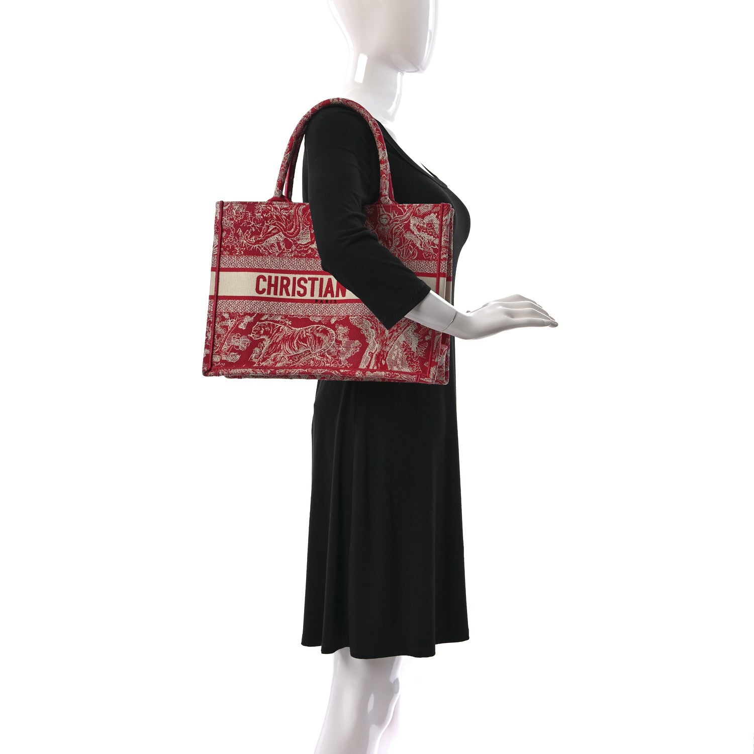Christian Dior Canvas Embroidered Medium Toile De Jouy Reverse Book Tote Fuchsia 2 of 9