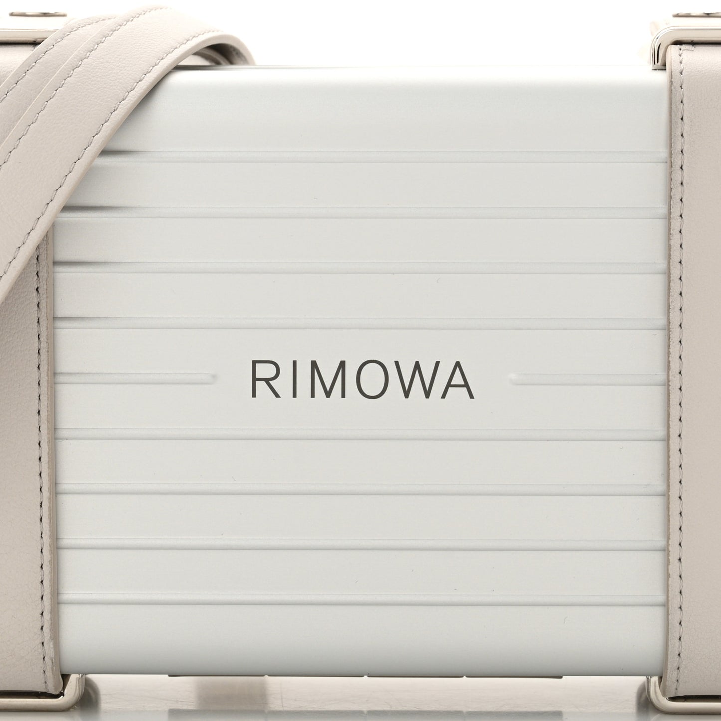 X RIMOWA Aluminum Personal Clutch On Strap Silver