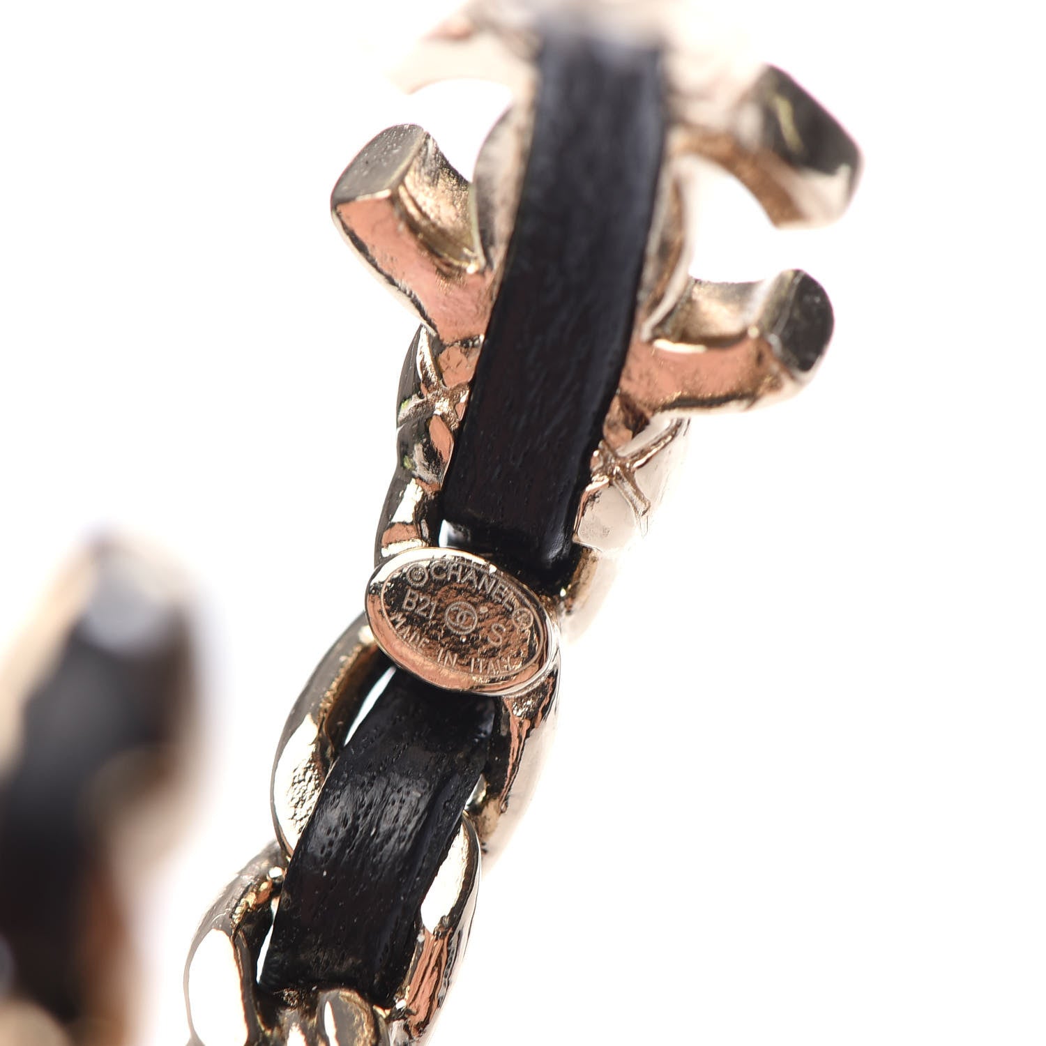 Chanel Lambskin CC Turnlock Chain Hoop Earrings Gold Black 4 of 5