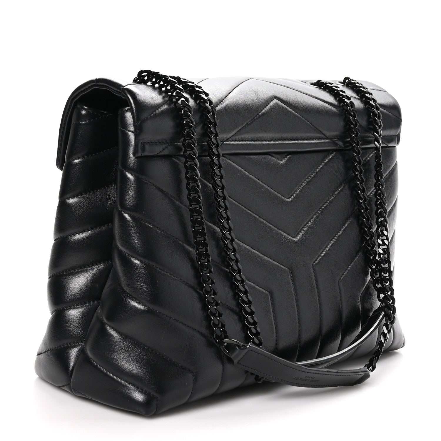 Saint Laurent Calfskin Y Quilted Monogram Monochrome Medium Loulou Chain Satchel Black 3 of 11
