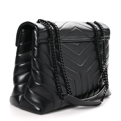 Saint Laurent Calfskin Y Quilted Monogram Monochrome Medium Loulou Chain Satchel Black 3 of 11