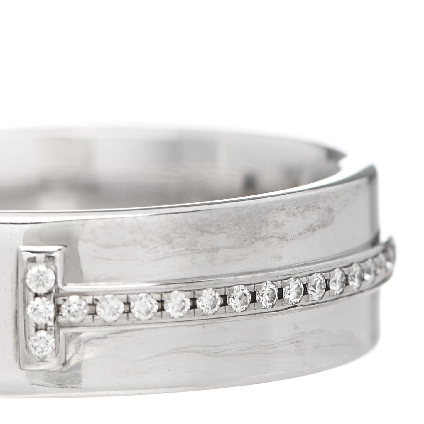 18K White Gold Diamond Wide T Two Ring 50 5.5