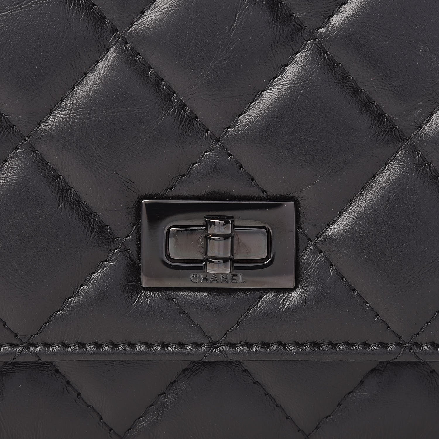 Chanel Aged Calfskin Quilted Reissue Wallet On Chain WOC So Black 9 of 12