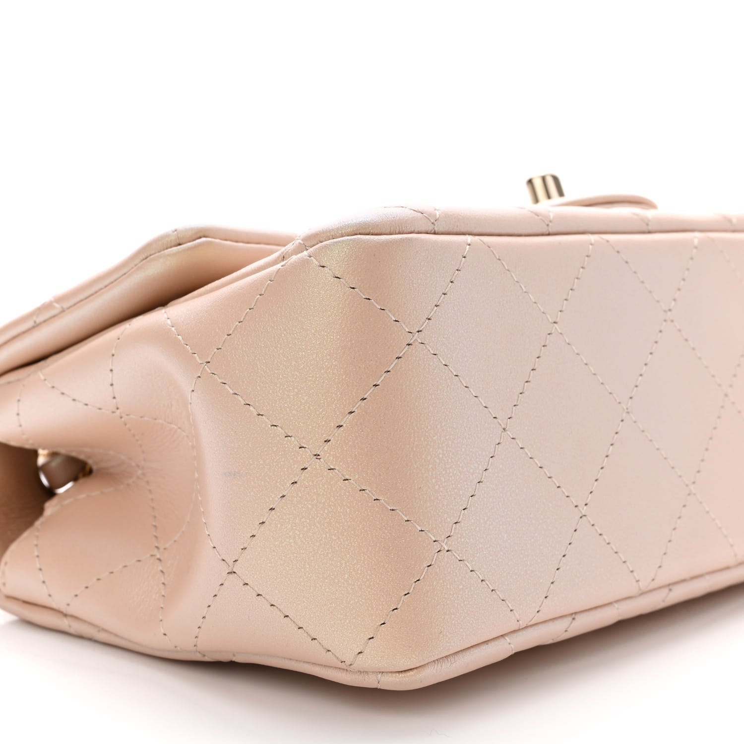 Chanel Iridescent Calfskin Quilted Mini Rectangular Flap Beige 9 of 12