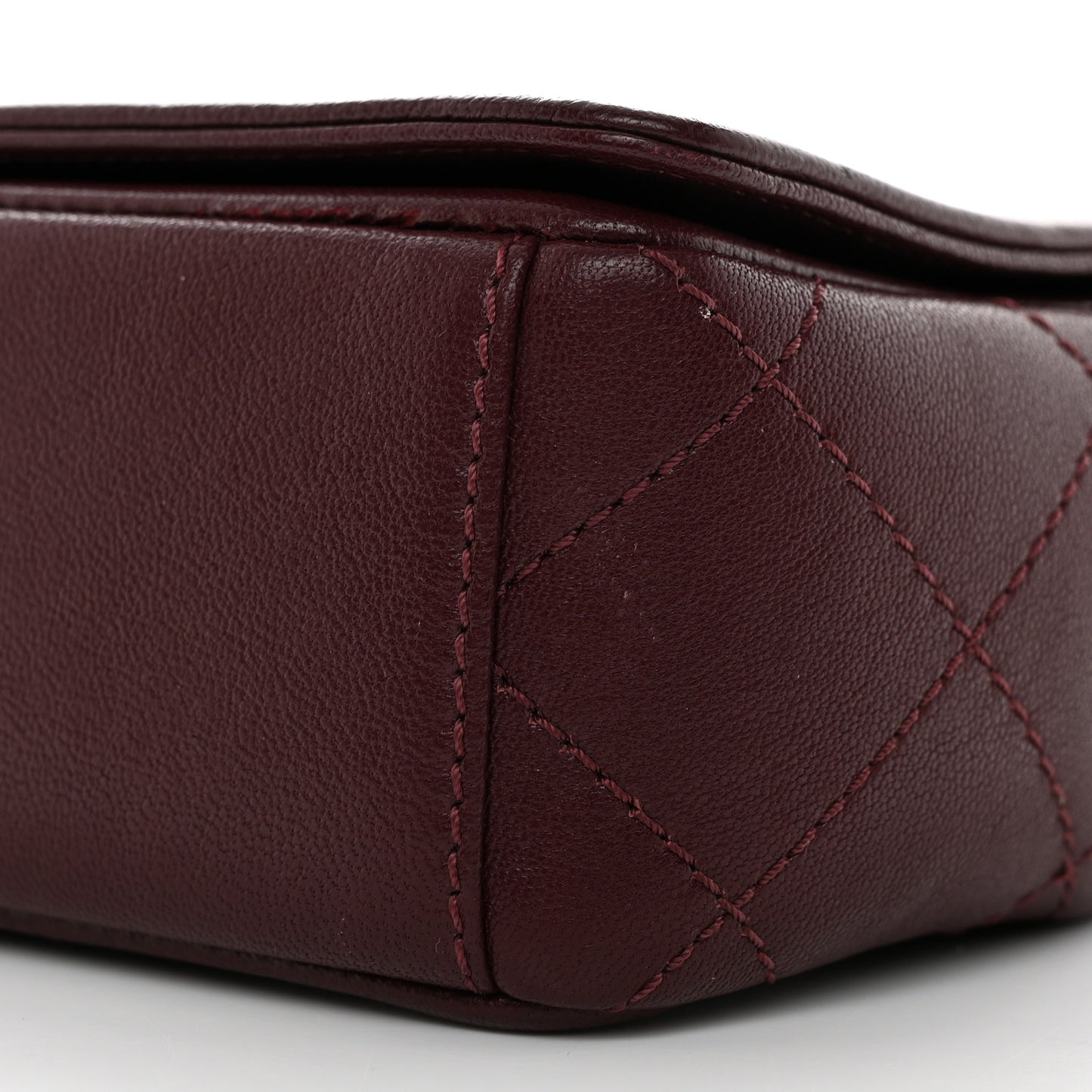 Sheepskin Quilted Vintage Mademoiselle Flap Dark Red