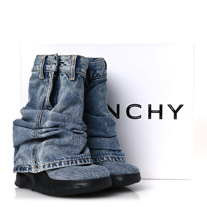 Givenchy Boyfriend Denim Shark Lock Biker Ankle Boots 38 Medium Blue 11 of 11