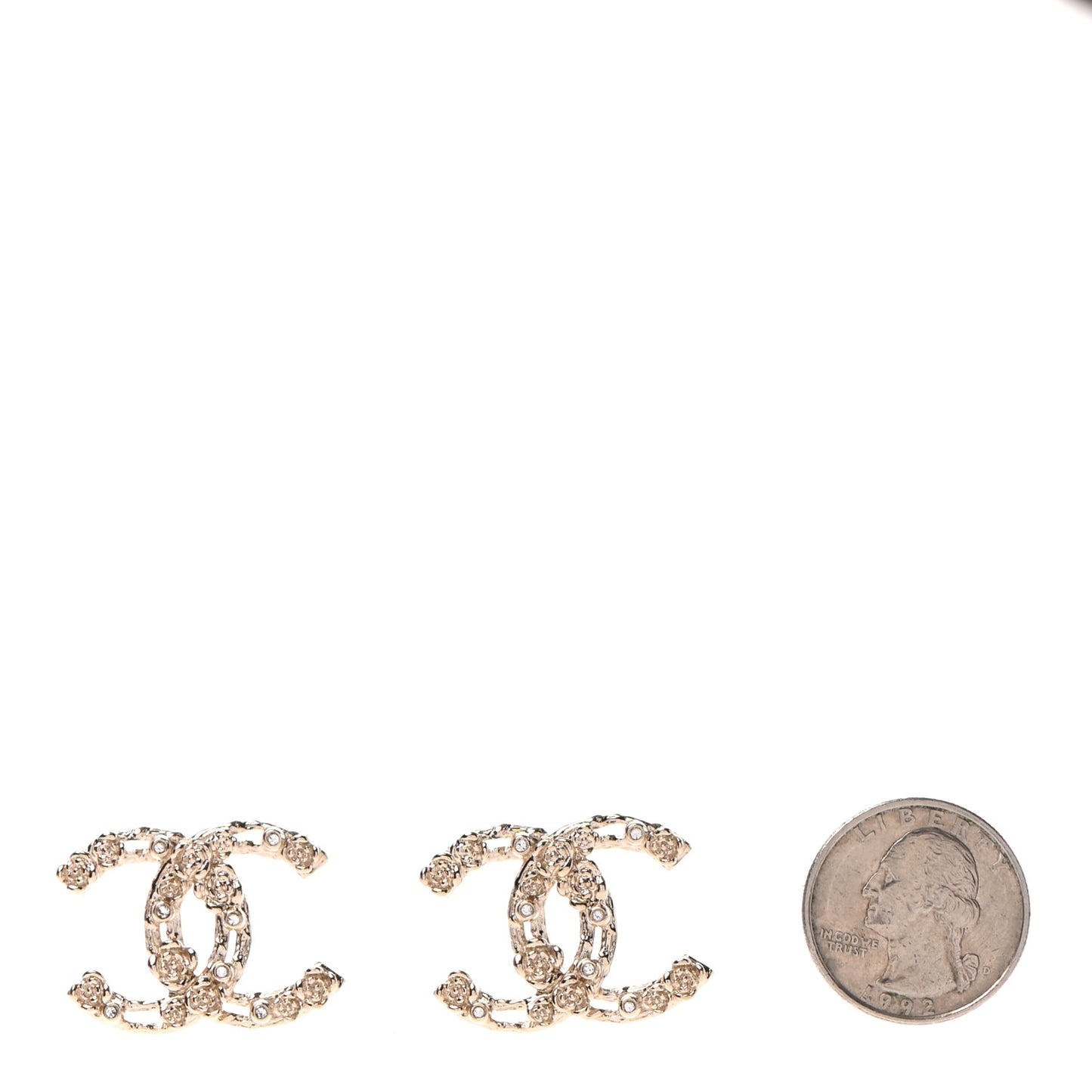 Crystal CC Camellia Earrings Gold