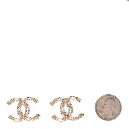 Chanel Crystal CC Camellia Earrings Gold 2 of 4
