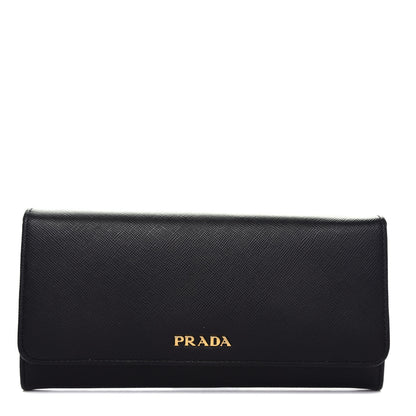 Prada Saffiano Double Wallet Black Fuoco 1 of 8