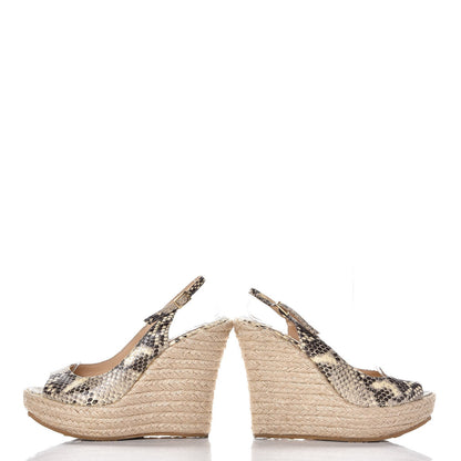 Jimmy Choo Calfskin Snake Print Polar Espadrille Wedges 36.5 Natural 5 of 9