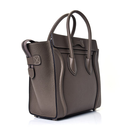 Celine Drummed Calfskin Micro Luggage Souris 2 of 4