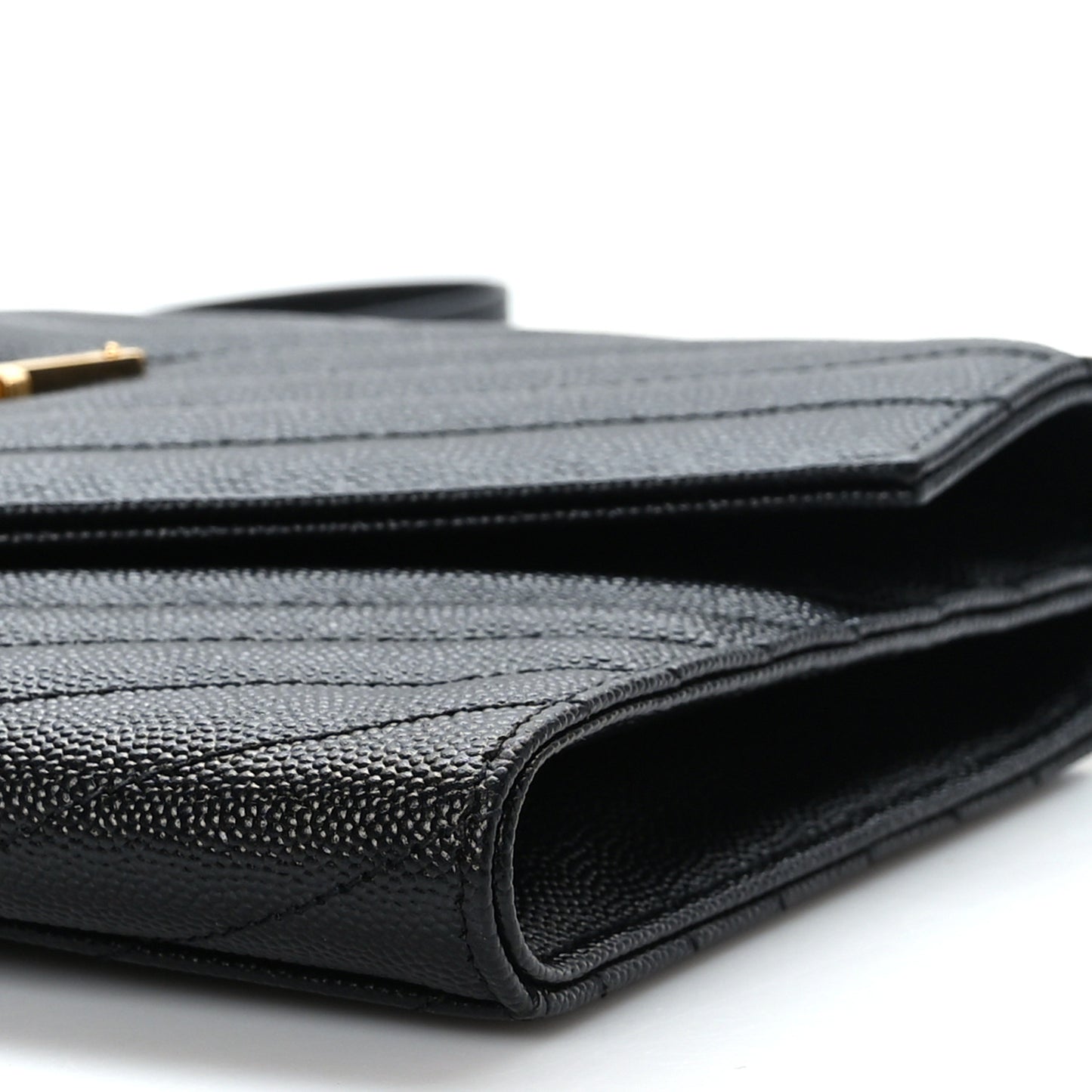 Grain De Poudre Matelasse Chevron Monogram Envelope Clutch Black