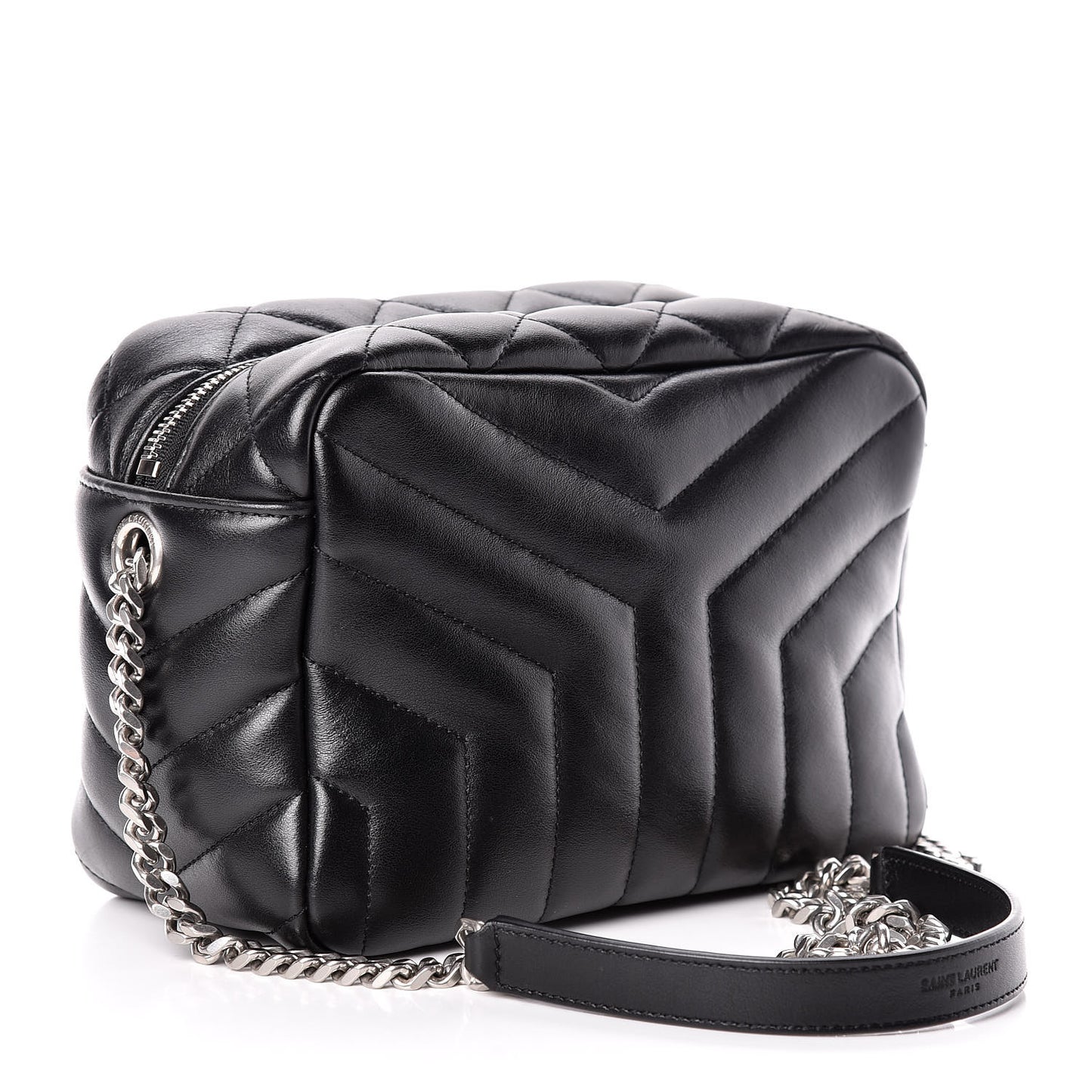 Calfskin Y Quilted Monogram Small Loulou Bowling Bag Black