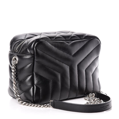 Saint Laurent Calfskin Y Quilted Monogram Small Loulou Bowling Bag Black 3 of 10