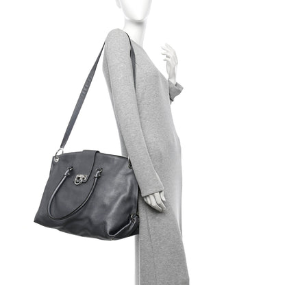 Salvatore Ferragamo Grained Calfskin Large Sofia Convertible Tote Acciaio 2 of 11