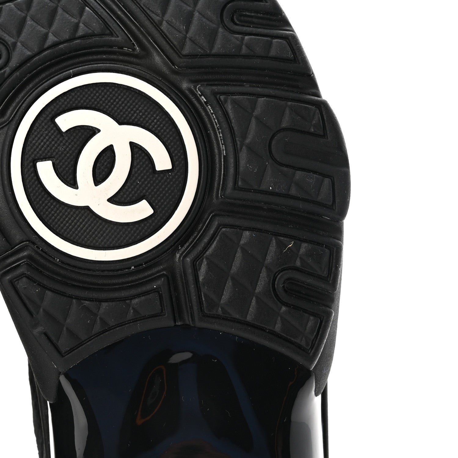 Chanel Mesh Suede Grained Calfskin Womens CC Sneakers 37.5 Black White 7 of 10