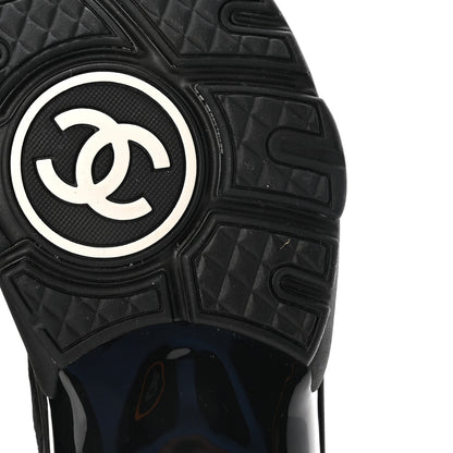 Chanel Mesh Suede Grained Calfskin Womens CC Sneakers 37.5 Black White 7 of 10