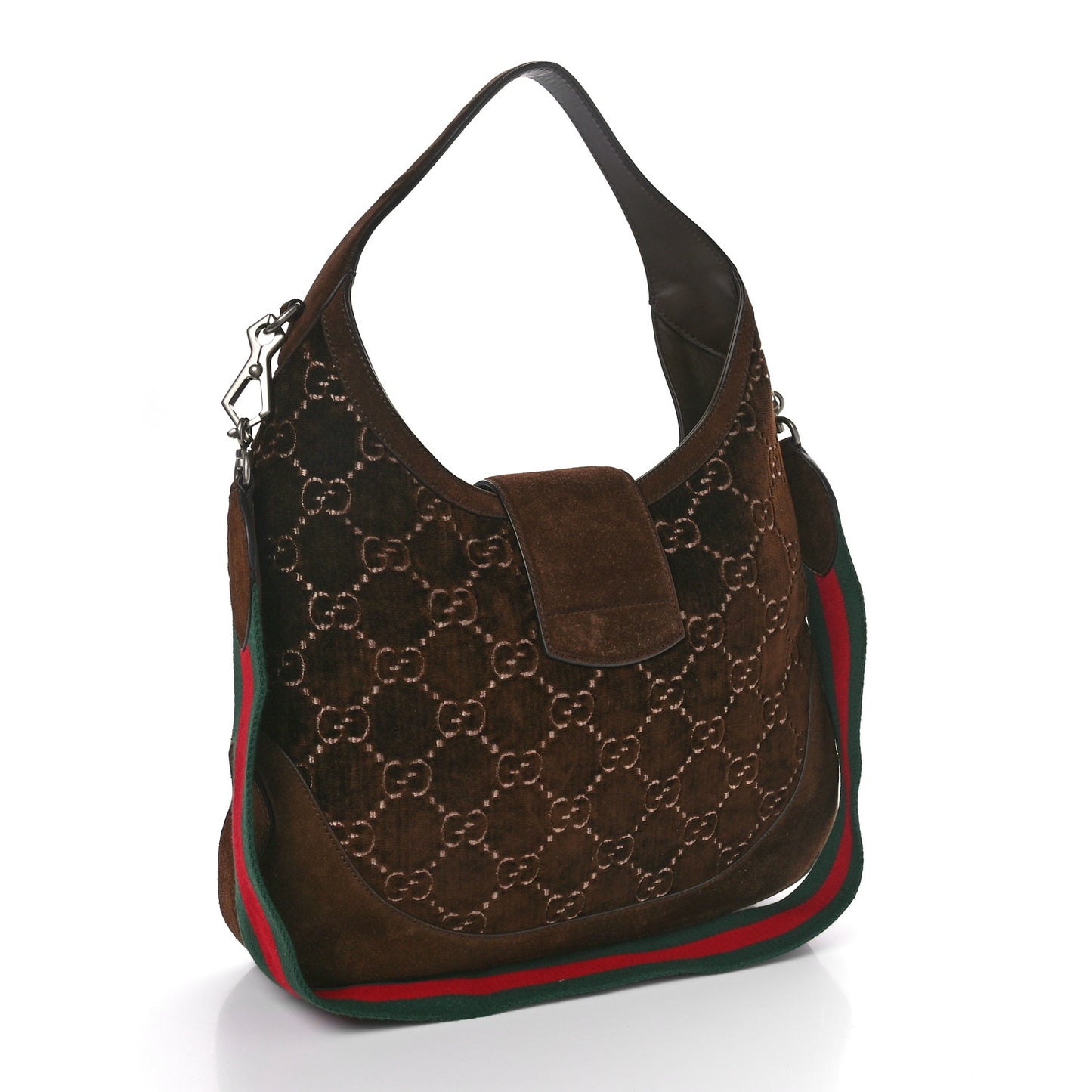 Velvet GG Monogram Web Medium Dionysus Hobo Brown