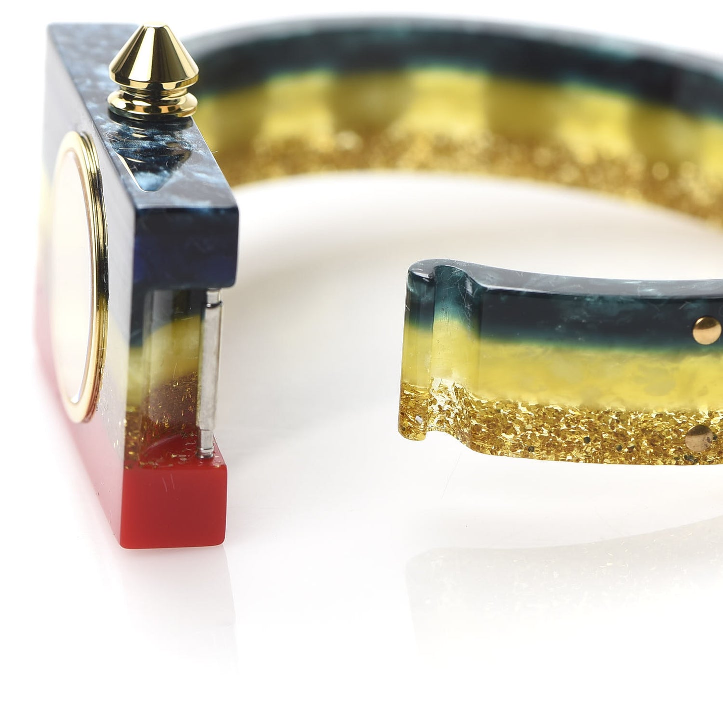 Stainless Steel Plexiglass Mother of Pearl 24mm Rainbow Quartz Watch