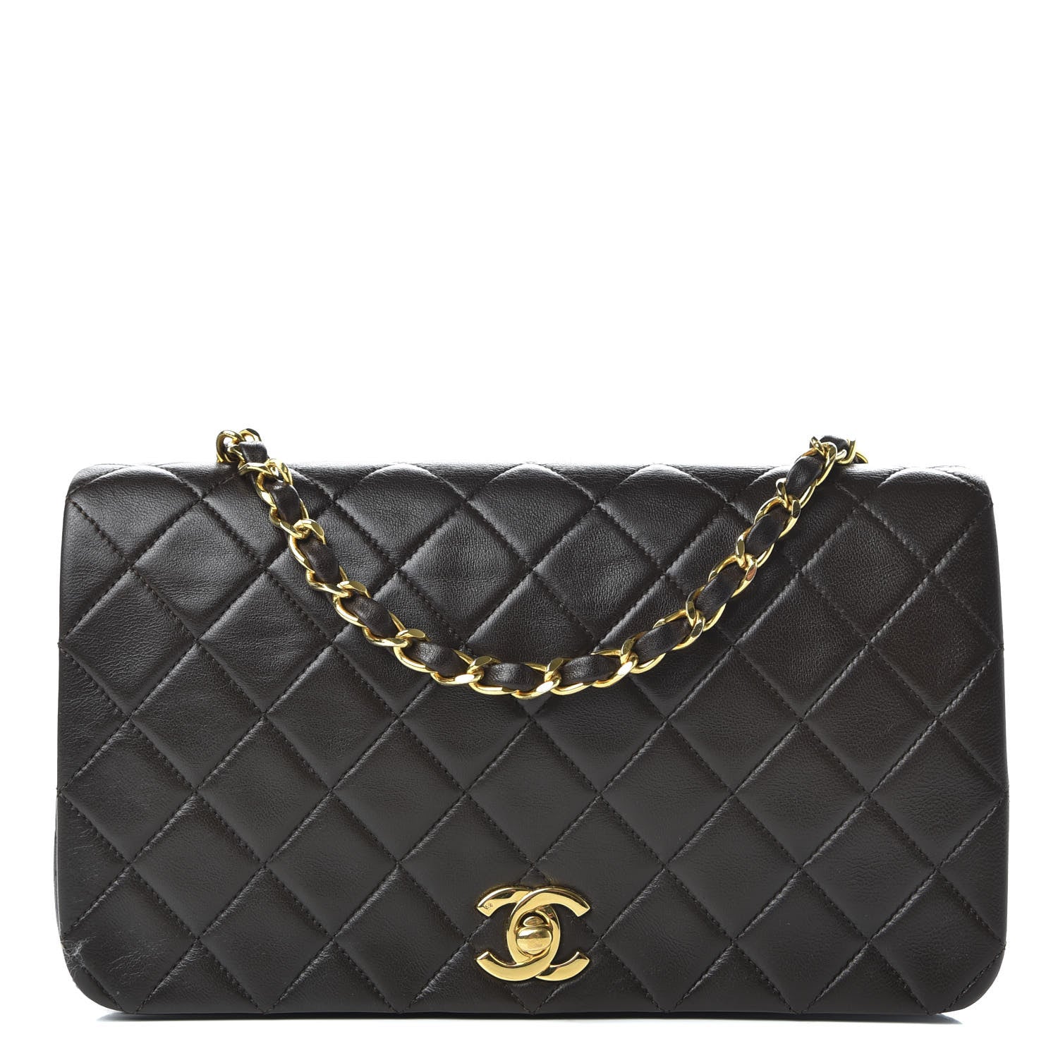 Chanel Lambskin Quilted Small Single Flap Bag Dark Brown 1 of 9