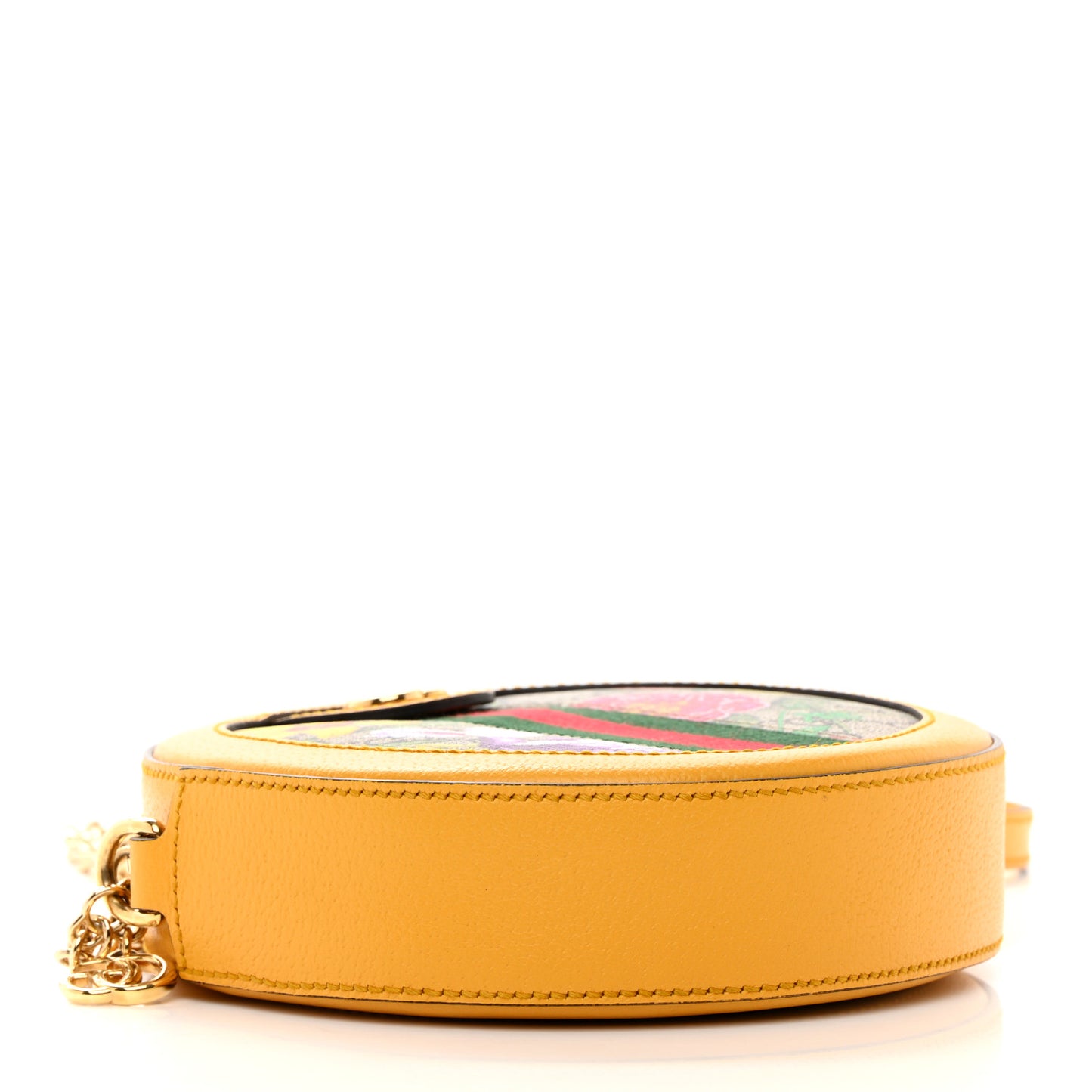 GG Supreme Monogram Flora Web Mini Ophidia Round Shoulder Bag Beige Multicolor Crop
