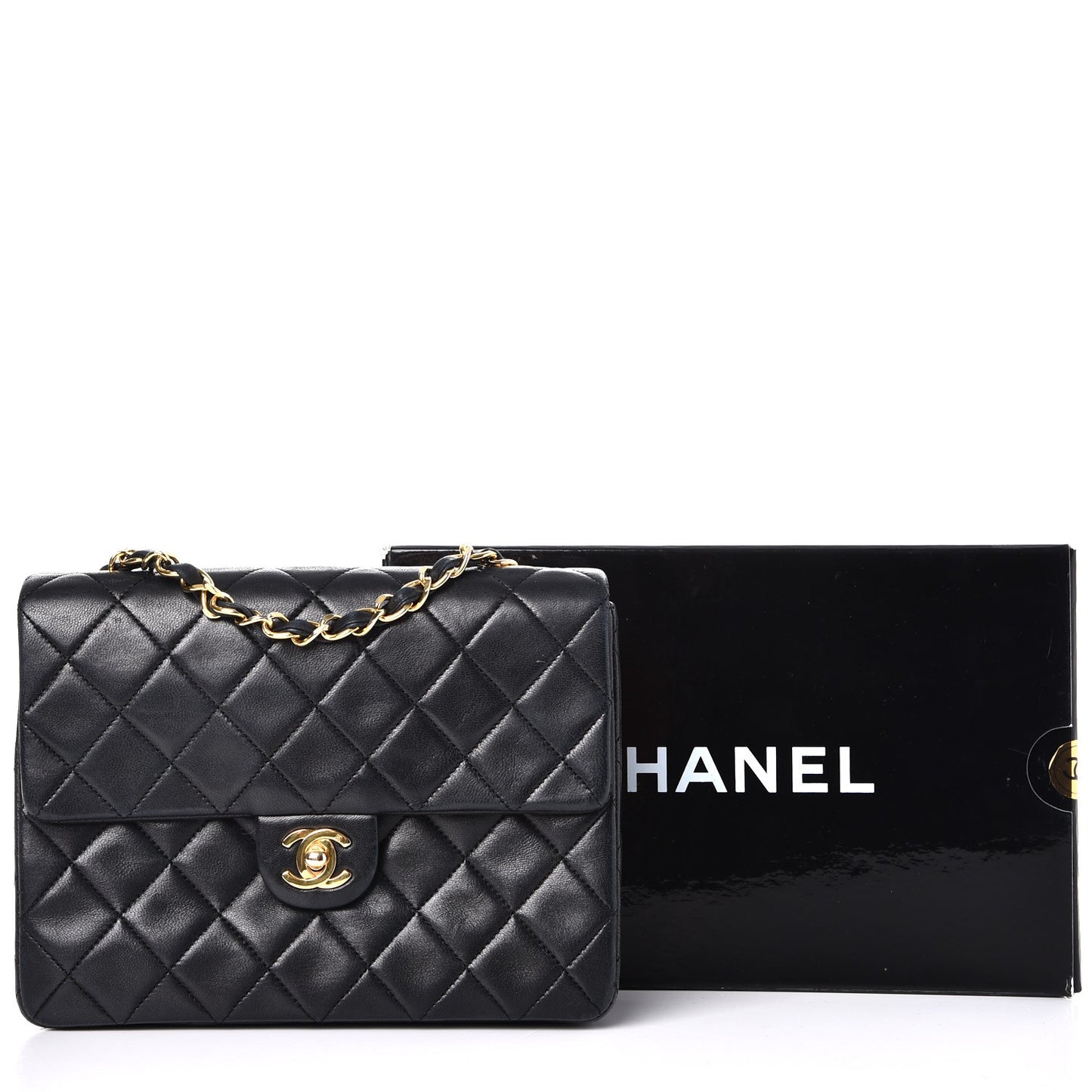 Lambskin Quilted Small Single Flap Black