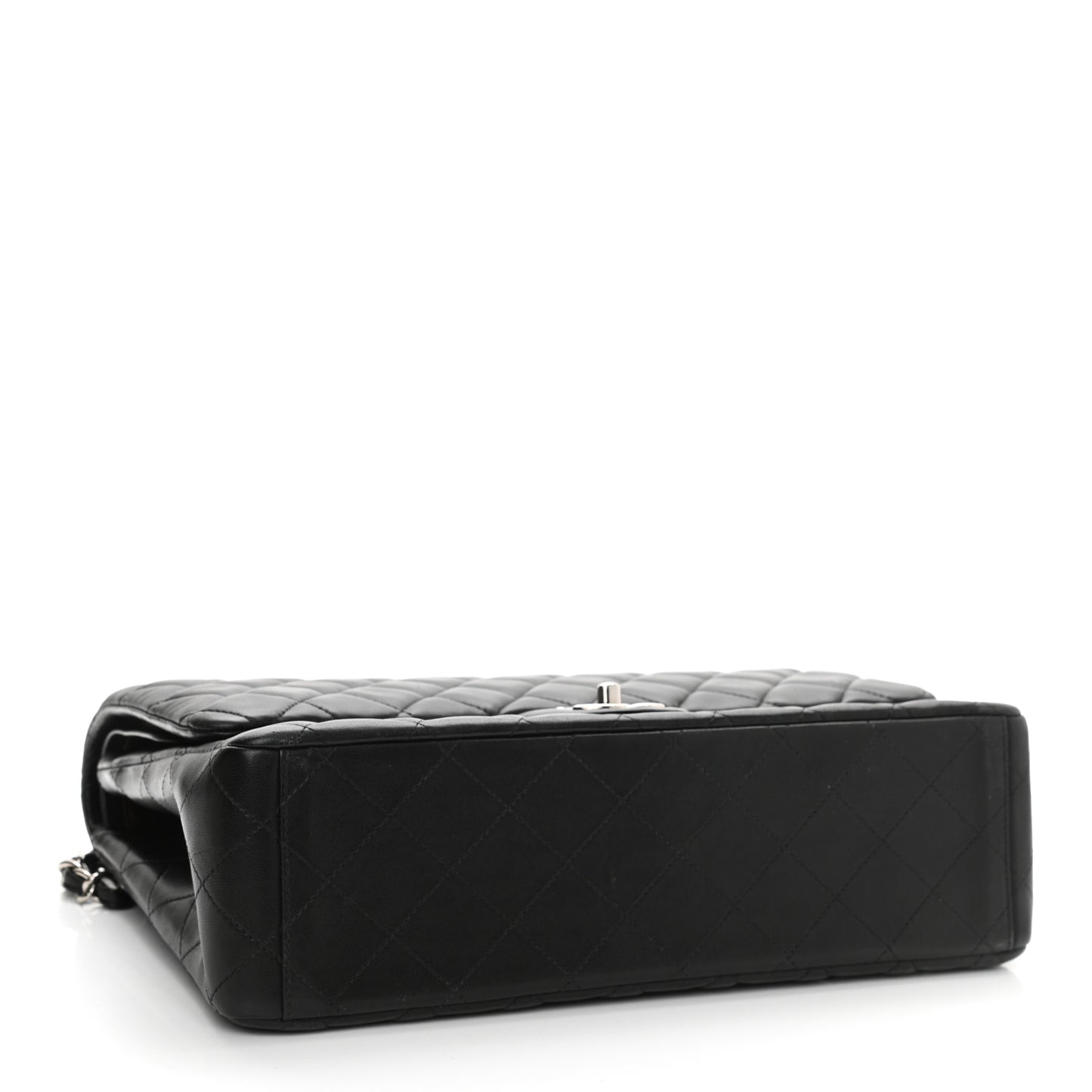 Lambskin Quilted Maxi Double Flap Black