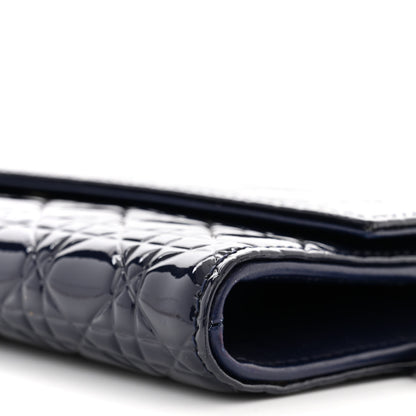 Christian Dior Patent Cannage Chain Wallet Navy Blue 11 of 12