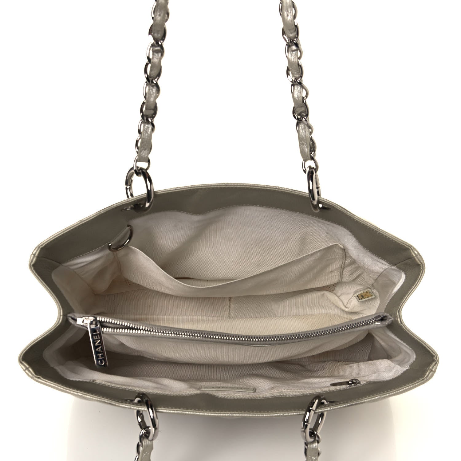 Chanel Metallic Caviar Quilted Grand Shopping Tote GST Pearl 5 of 15