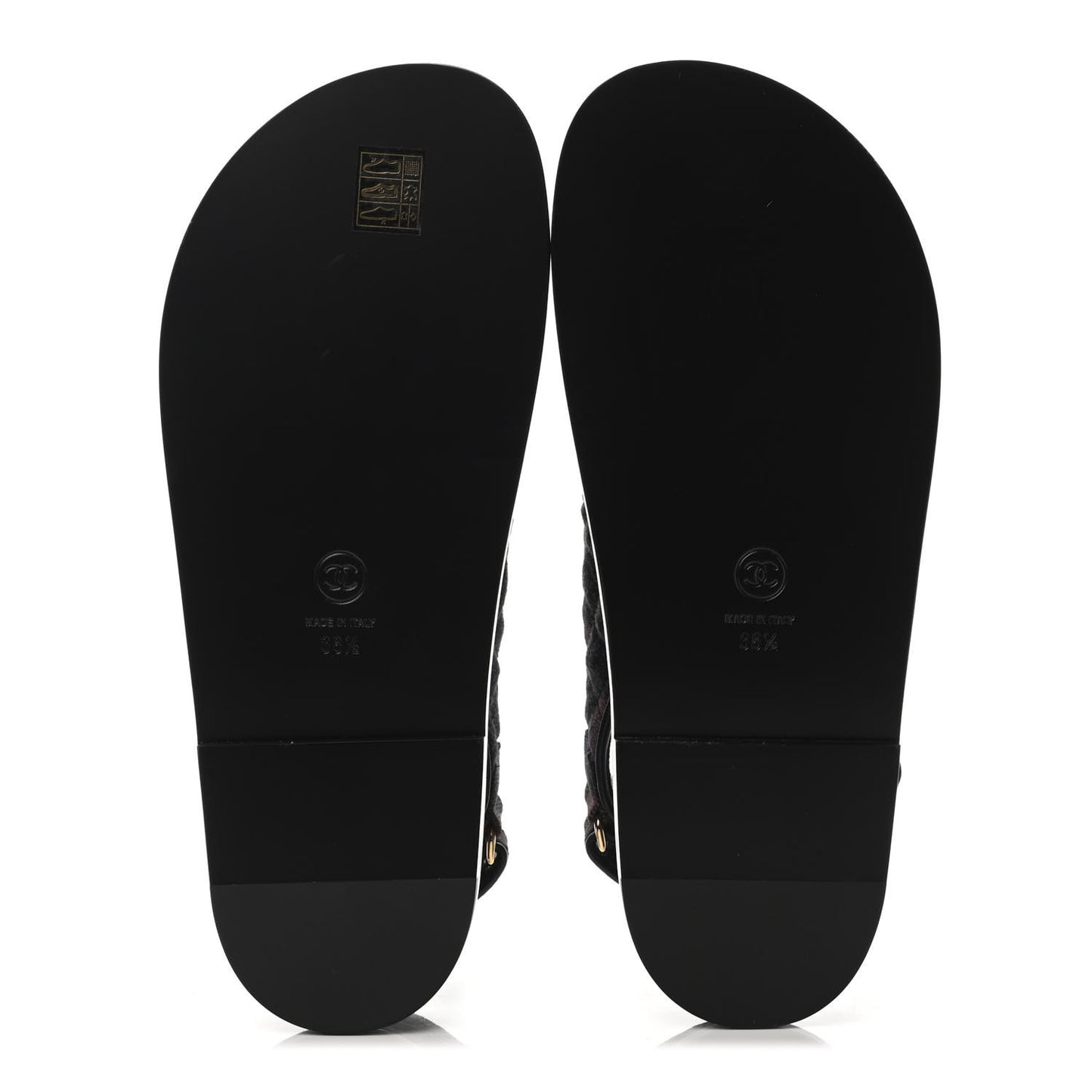Denim Quilted Dad Sandals 38.5 Black Multicolor