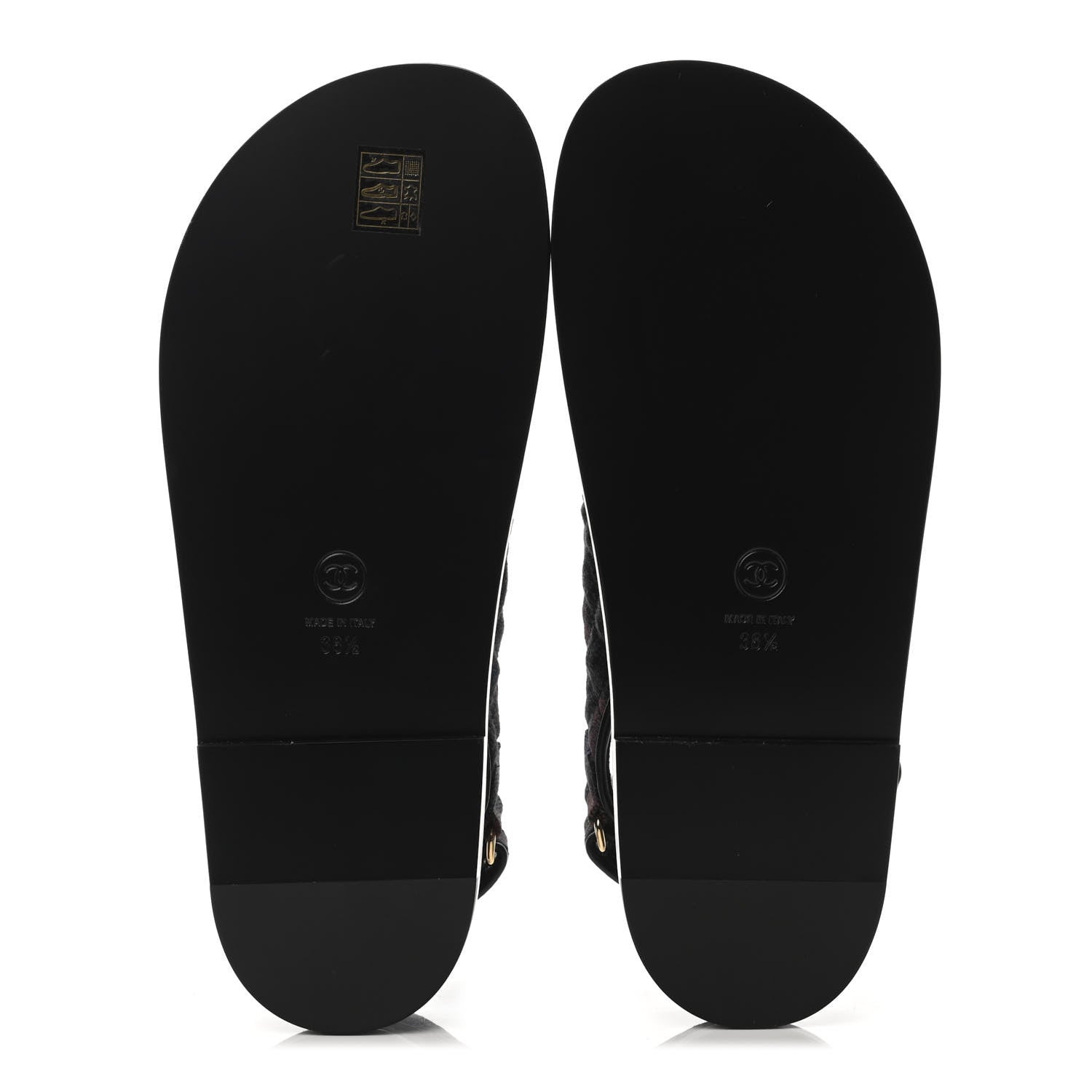 Chanel Denim Quilted Dad Sandals 38.5 Black Multicolor 4 of 4