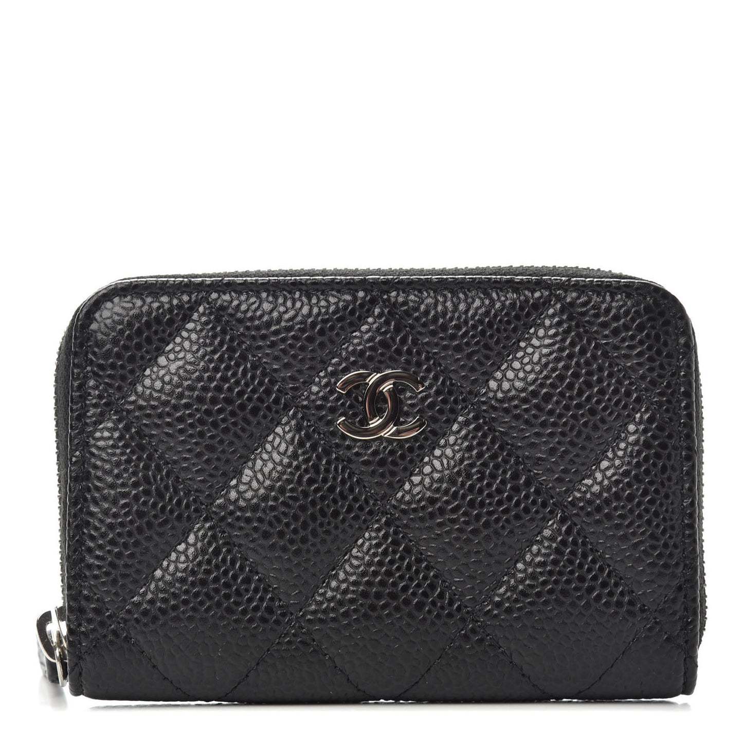Caviar Quilted Zip Coin Purse Black
