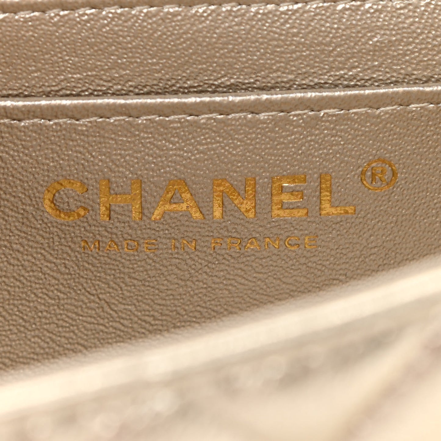 Metallic Lambskin Quilted Mini Rectangular Flap Gold