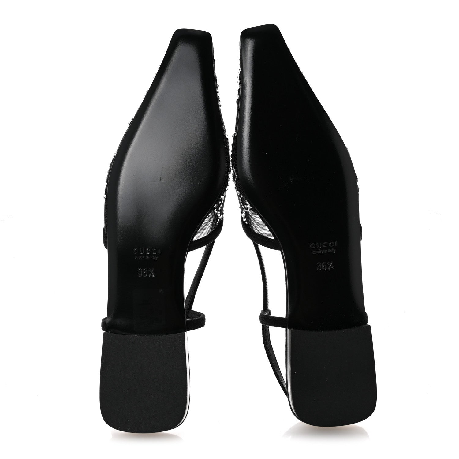 Gucci Tela Retino Kid Scamosciato Crystal GG Monogram Square Demi Ballet Flats 36.5 Black 6 of 9